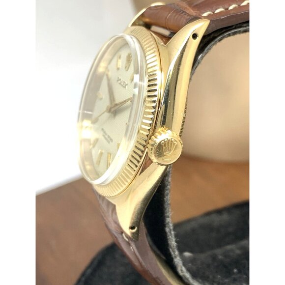 Rolex Men's Watch 6502 1950's Vintage Swiss Automatic 18k Gold Waffle Dial 34mm - Picture 10 of 16